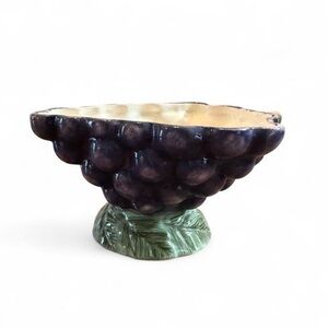 Vintage Fruit Shaped Ceramic Grape Bowl Pedestal dish